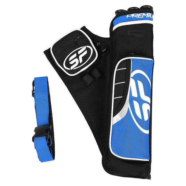 Archery Arrow Quiver Holder 3 Tubes Back Waist Shoulder Bag Pouch Bow Target(blue)
