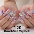 thumbnail image 3 of Cuadrado largo MQPq de Press On Nails con diamantes de imitación en forma de arcoíris, 24 unidades, 3 of 6