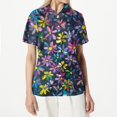 thumbnail image 5 of DENGDENG Hawaiian Shirt for Women Plus V Neck Tropical Print Hawaii Tee Shirts Graphic Summer Beach Button Down Shirts Fashion Tunic Tops Purple Pink S, 5 of 5
