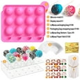 thumbnail image 4 of Qenwkxz 311pcs Cake Pop Maker Kit Silicone Cake Pop Moulds 15-Hole Acrylic Lollipop Holder Zollipops Bag and Twist Ties Treat Sticks for Lollipop Candy Sucker Chocolate Pink 5.91*7.48in, 4 of 12