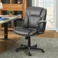 thumbnail image 2 of Lacoo Faux Leather Mid-Back Executive Office Desk Chair with Lumbar Support, Gray, 2 of 7