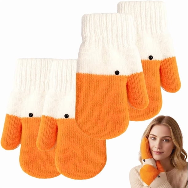 Guantes tontos de ganso, 2026 nuevos lindos guantes de ganso de invierno con forro suave y cálido, regalo para mujeres, guantes para clima frío,2 pares