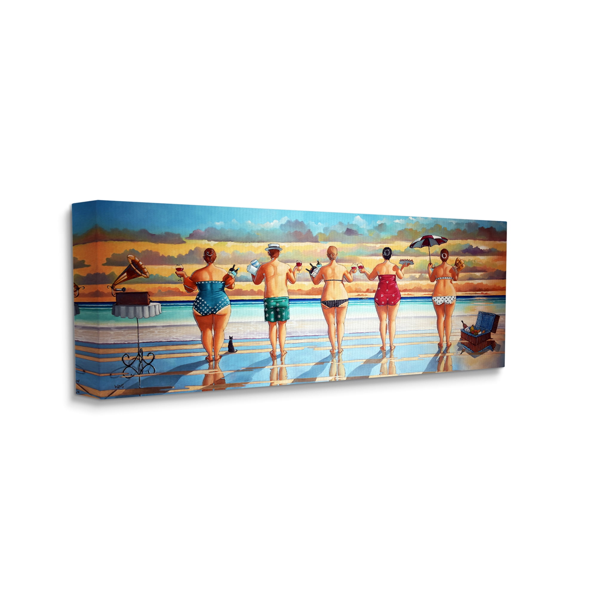 Stupell Beach Friends Coastal Summer Fun Landscape Painting Gallery Wrapped Canvas Print Wall Art