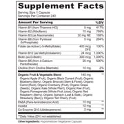 NATURELO Vitamin B Complex with Methyl B12, Methyl Folate, Vitamin B6, Biotin Plus Choline, CoQ10, and Fruit & Vegetable Blend - Supports Energy & Healthy Stress Response - Vegan - 240 Capsules