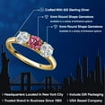 thumbnail image 2 of Gem Stone King 18K Yellow Gold Plated Silver Pink Tourmaline and Lab Grown Diamond Engagement Ring for Women | 1.52 Cttw | Round 5MM | Gemstone October Birthstone | Size 7, 2 of 6