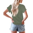 thumbnail image 3 of Camiseta APOFER casual de manga corta para mujer, color verde militar, 3 of 3