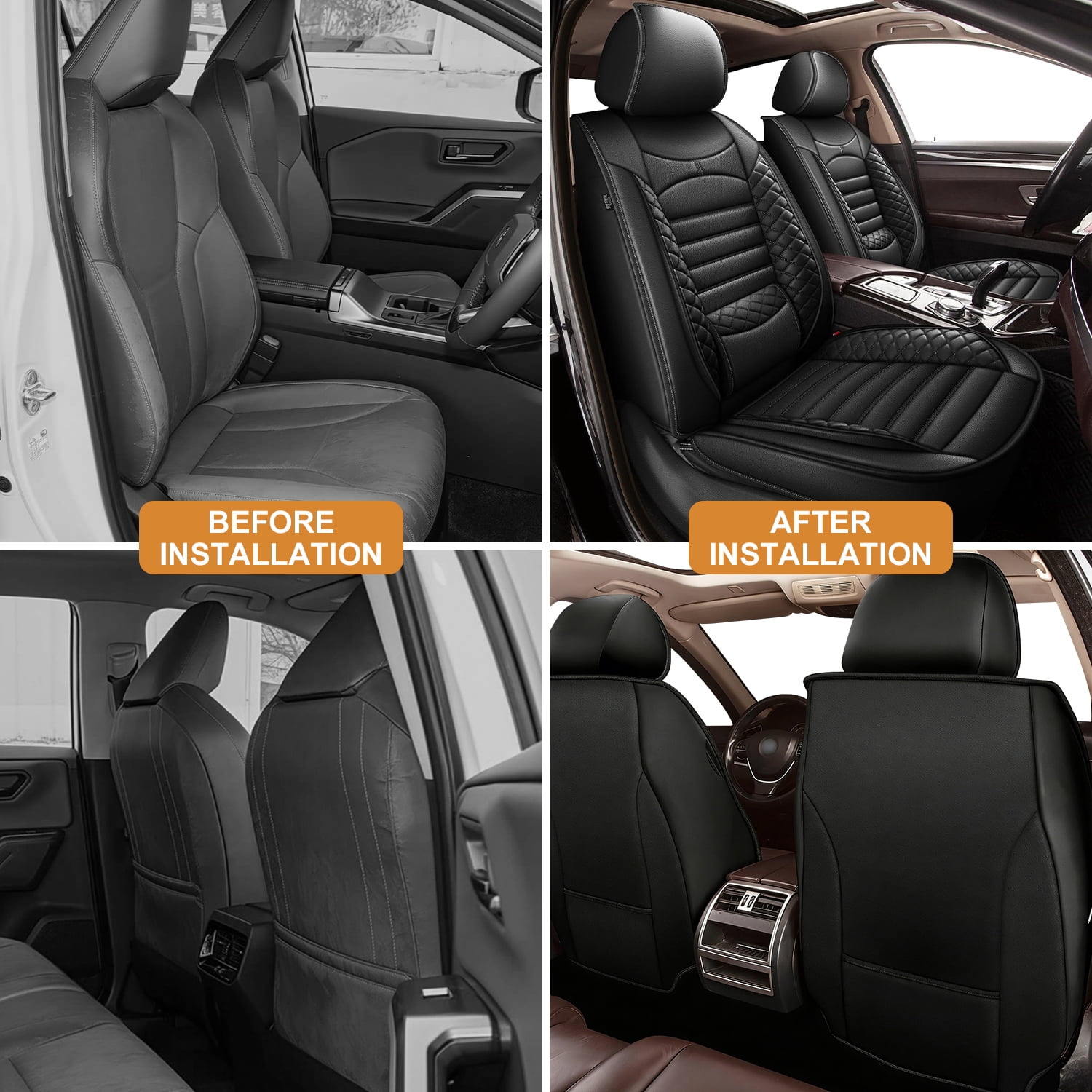 Car Seat Cover Custom Fit for Honda Crosstour 2012-2015 Waterproof Faux Leather Car Seat Protector,Comfortable Universal Car Seat Covers Accessories Black,Front Set(2 Seats)