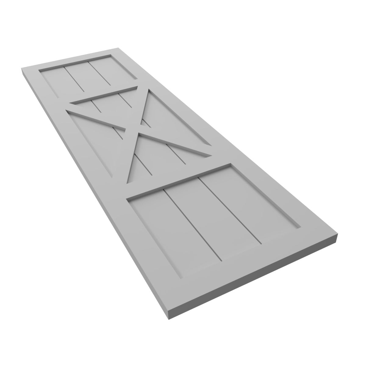 Ekena Millwork 15"W x 63"H True Fit PVC Center X-Board Farmhouse Fixed Mount Shutters, Primed (Per Pair - Hardware Not Included)