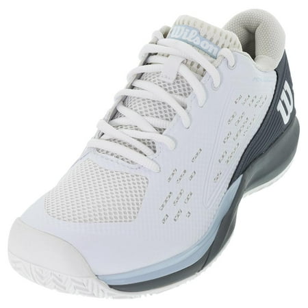 Wilson Women`s Rush Pro Ace Pickler Pickleball Shoes White and Stormy Weather ( 9 )