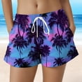 thumbnail image 2 of larppty Women's Summer Tropical Sunset Swim Shorts, Colorful Print Casual Beach Boardshorts with Drawstring Waist（Purple， XL）, 2 of 5