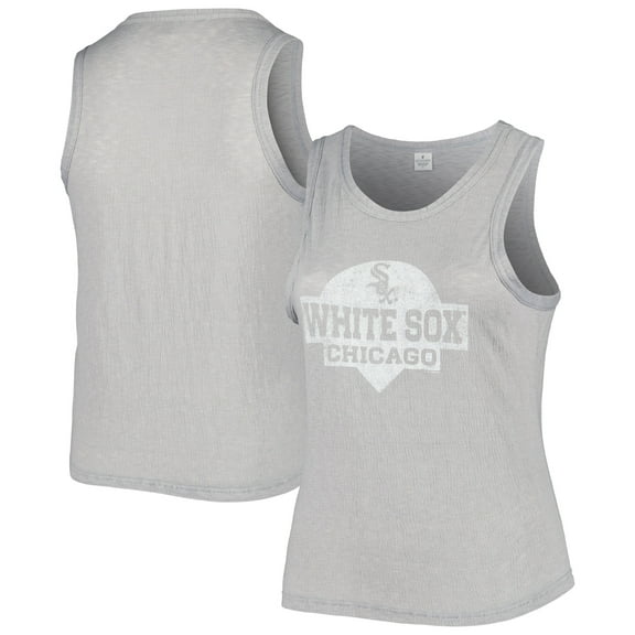 Women's Soft as a Grape Gray Chicago White Sox Plus Size High Neck Tri-Blend Tank Top