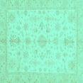 thumbnail image 1 of Ahgly Company Machine Washable Indoor Square Oriental Turquoise Blue Traditional Area Rugs, 4' Square, 1 of 4