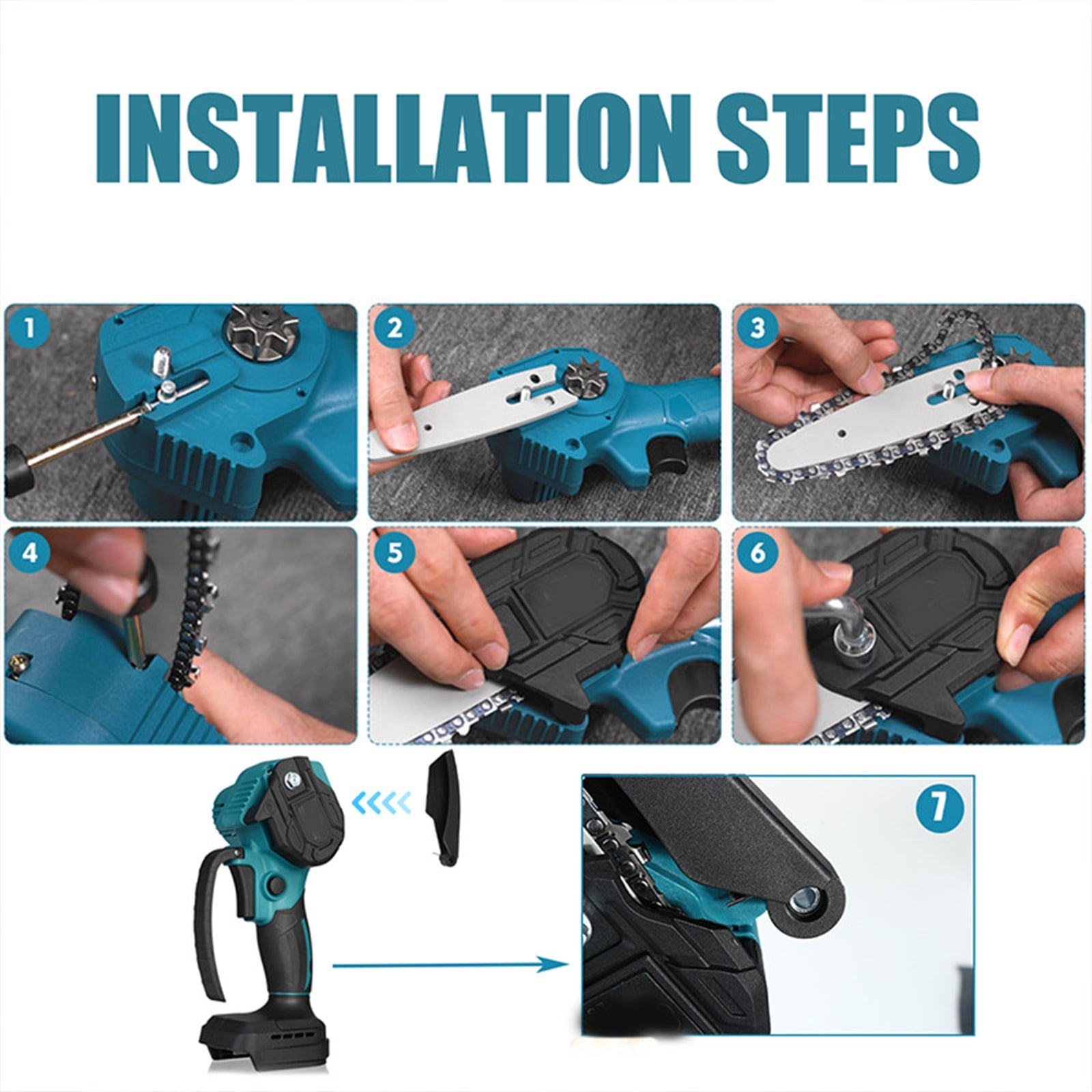 8 Inch Brushless Electric Chain Saw Mini Chainsaw Cordless Wood Cutter Pruning Garden Trimmer Power Tools For 18V Battery