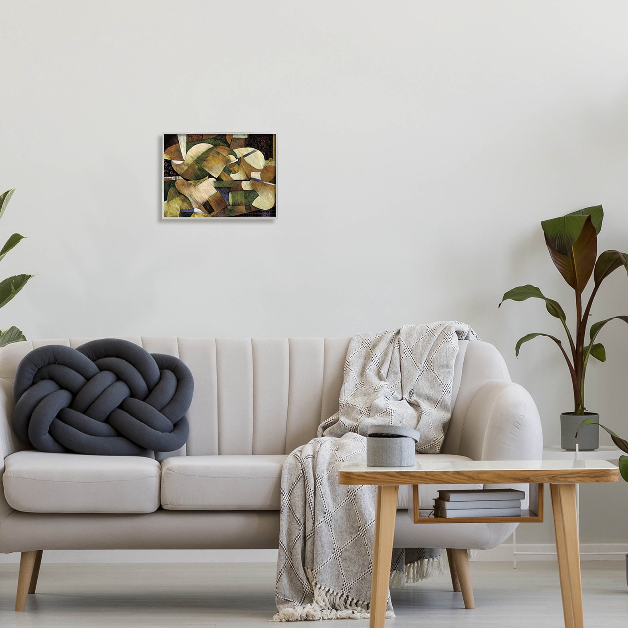 Stupell Industries Layered Shapes Cubism Arrangement Painting Gray Framed Art Print Wall Art, Design by Jonathan Parsons