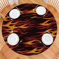 thumbnail image 2 of Starry Night Patterned Fabric Tablecloth with Abstract Geometric and Watercolor Ocean Beach Scenes, Boho Style with Patriotic American Flag Accents, 2 of 7