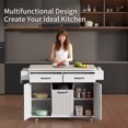thumbnail image 2 of REDSASA Kitchen Island with Wheels & Adjustable Shelf, Storage Drop Leaf/Till Out Trash/Spice Rack/Towel Rack/Drawers, Kitchen Island Cart for Dining Room Living Room, White, 2 of 9