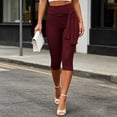 thumbnail image 6 of AnuYalue Women's Wrap Tie Capris Pants High Waisted Capri Leggings Skinny Casual Cropped Yoga Pants, 6 of 9