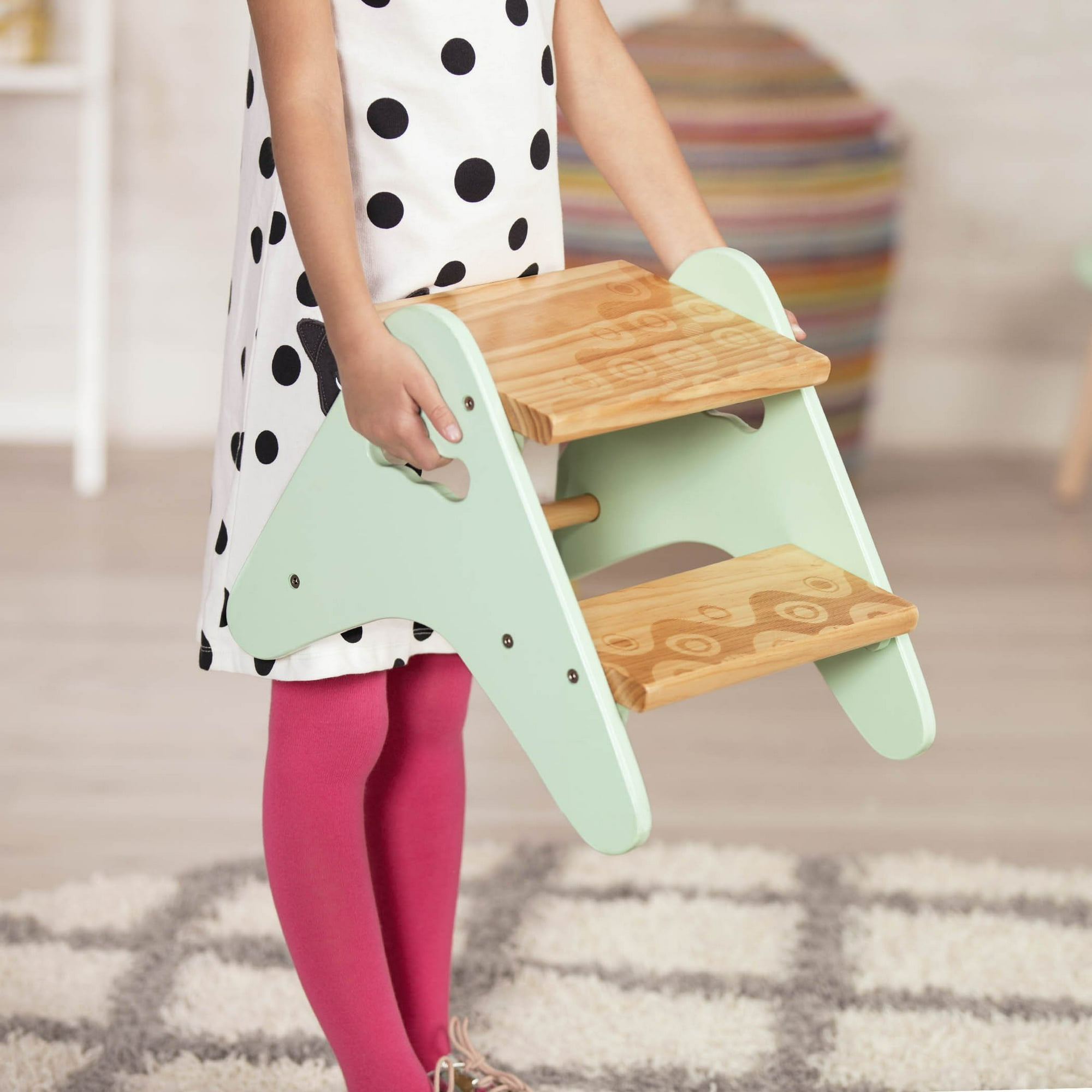 B. spaces by Battat Kids Wooden Two Step Stool Peek A Boost Mint Wood Walmart