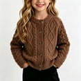 thumbnail image 6 of Rrxhxhs Cardigan for Girls Crew Neck Cable Knit Button Front Long Sleeve Warm Casual Cover Up, 6 of 9