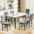 thumbnail image 6 of LinkRomat Modern 7 Piece Dining Table Sets for  6 with 49 inch Faux Marble Kitchen Table Leather Chair, Kitchen Table Sets with Chairs, Gray, 6 of 9