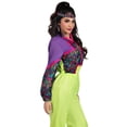 thumbnail image 3 of Leg Avenue Women's Rad 80s Tracksuit Halloween Costume, Purple/Green, SML/MED, 3 of 5