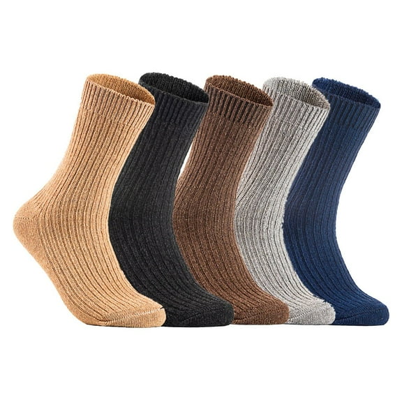 Lian LifeStyle Gorgeous Big Girls Women's 5 Pair Wool Crew Socks Size 6-9 FS03 Assorted Color