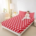thumbnail image 3 of jejeloiu Modern Dot Bed Sheets,Abstract Geometric Geometric King Sheets,Red White Sheet Set,Breathable Bedroom Decor,4pcs, 3 of 7