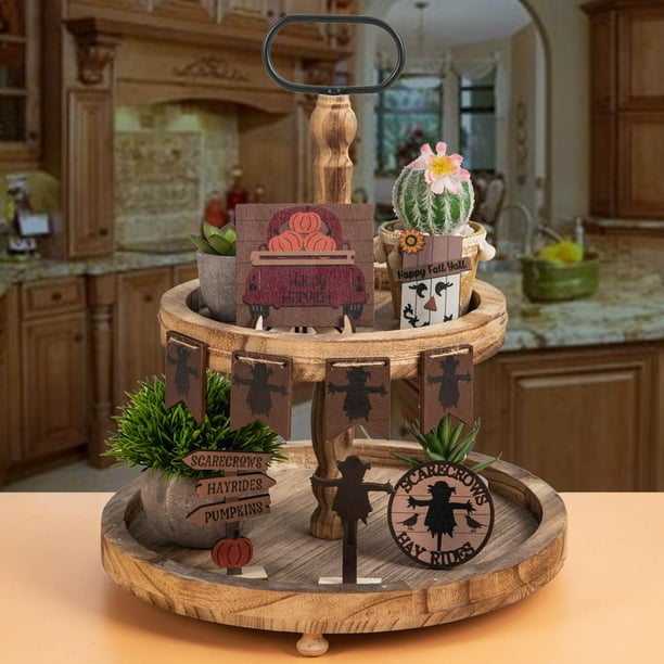 Fiudx Juego de Bandejas Escalonadas para Pascua, Decoración Primaveral de Madera, Mini Letreros de Madera, Accesorios Festivos para Chimenea o Cafetería, Adorno para El Hogar, Regalo de Pascua (1 Jue