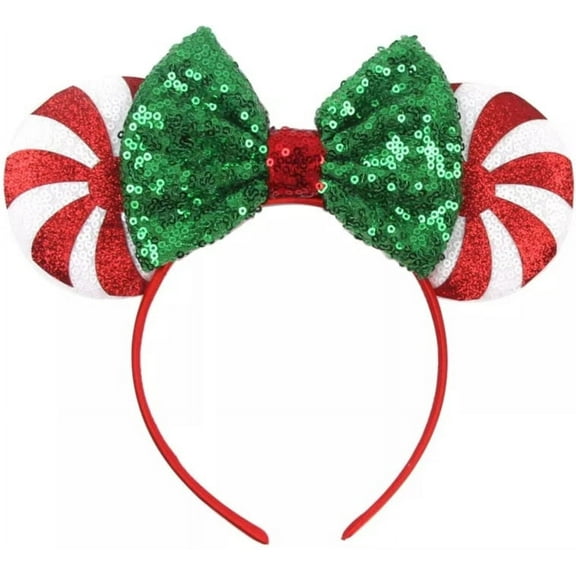 Red Peppermint Candy Minnie Ears, Christmas Mickey Ears, Red Minnie Ears, Christmas Minnie Ears, Green Peppermint Candy Mickey Ears
