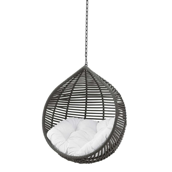 Swing Lounge Chair, Grey Gray White, Modern Contemporary Urban Design, Outdoor Patio Balcony Cafe Bistro Garden Furniture Hotel Hospitality