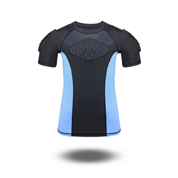 TUOY NEW Youth Padded Compression Shirt Padded Shirt Rib Chest Protector Shirts(S)