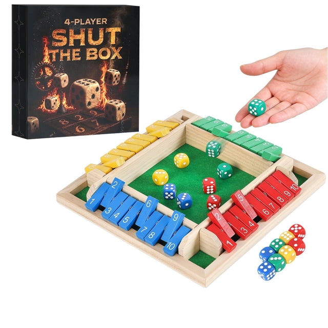 Juego Shut the Box Uowivi con dados matemáticos para familia y aula