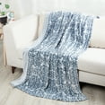 thumbnail image 7 of SoftLux Blue Frosted Texture Medallion Velvet Plush Fleece Throw Blanket, 50" x 60", Adults and Teens, 7 of 7