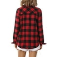 thumbnail image 5 of Qiylii Women Loose Plaid Shirt, Long Sleeve Button-down Lapel Tops Blouse, 5 of 7