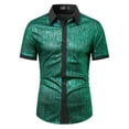 thumbnail image 2 of VERUGU Mens Summer Shirts Top Shirt Slim Short Sleeve Lapel Casual Sports Bottom Shirt T-shirt Top Green XXL, 2 of 8