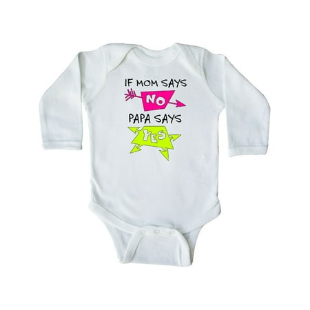 

Inktastic If Mom Says No Papa Says Yes Gift Baby Boy or Baby Girl Long Sleeve Bodysuit