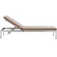 thumbnail image 3 of Modway Shore Plastic Wood Reclining Patio Chaise Lounge in Silver and Mocha, 3 of 4