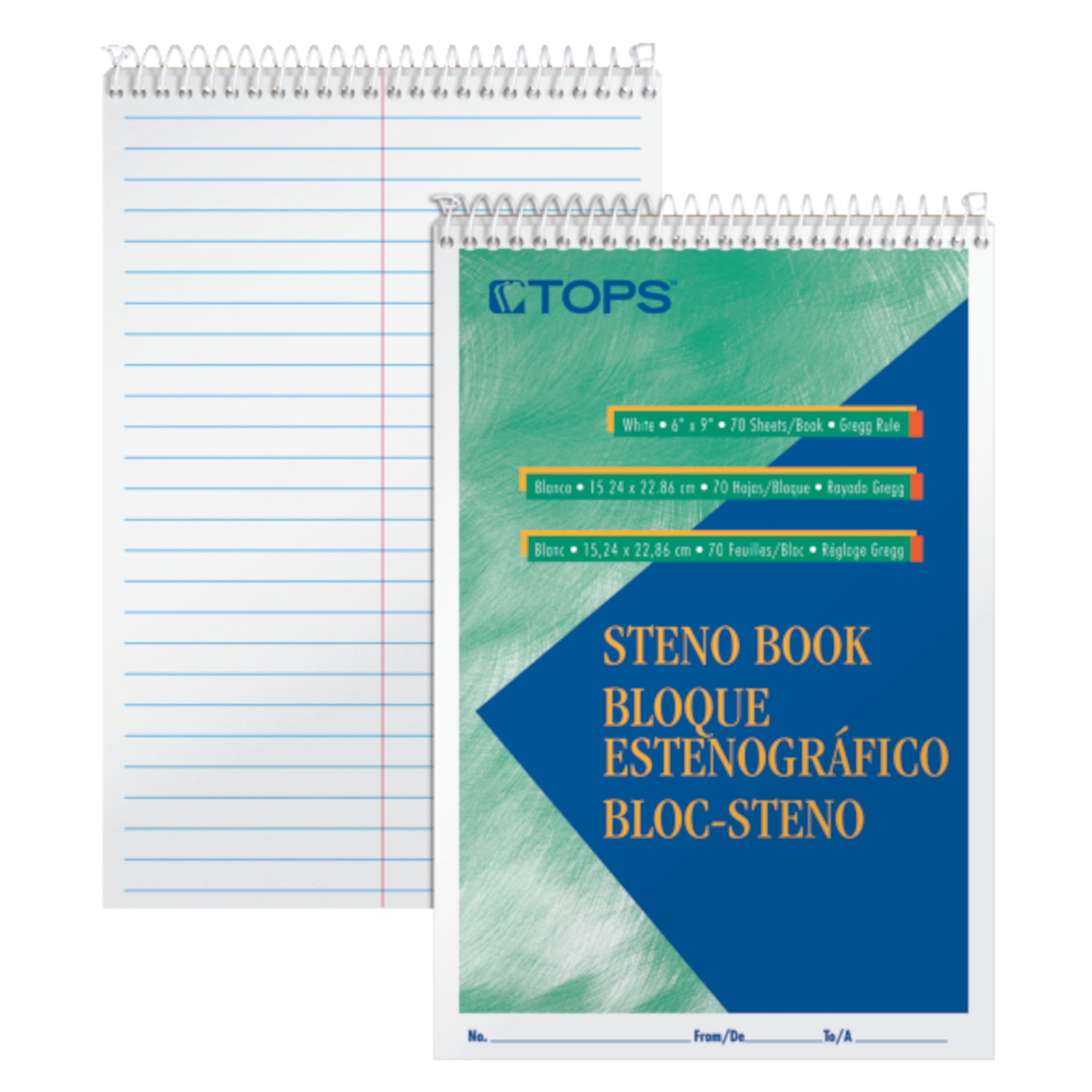 TOPS Steno Books, 6" x 9", Gregg Rule, 80 Sheets, Pack of 3
