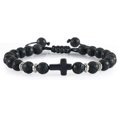thumbnail image 3 of Pulseras cruzadas naturales para hombres, pulsera de cuentas de piedra de ojo de lava volcánica, oración de yoga de madera, joyería ajustable hecha a mano para mujeres-50145, 3 of 5