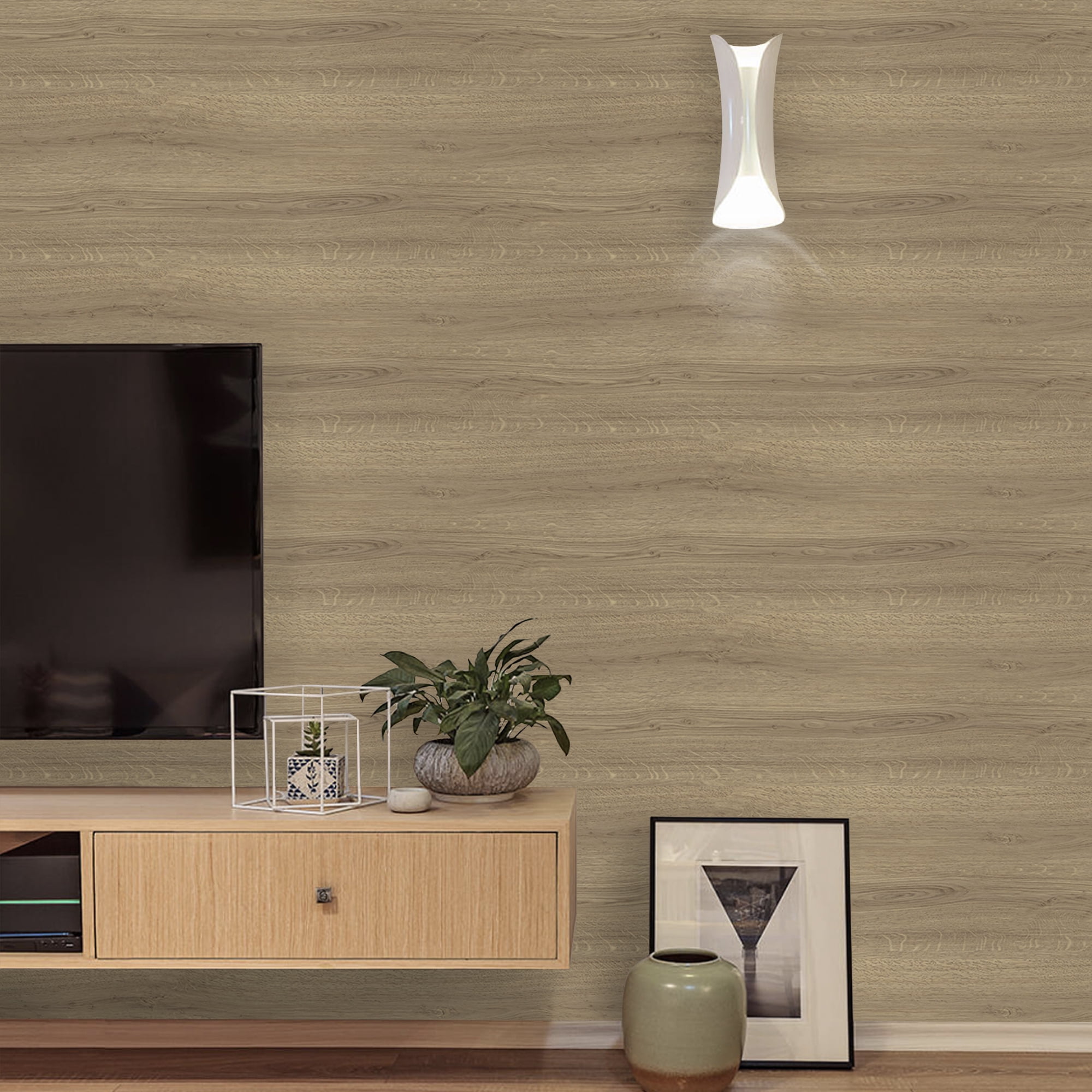 Abyssaly Brown Wood Peel and Stick Wallpaper 15.7"x 118" Removable Self Adhesive Texture Wallpaper Contact Paper for Desktop Bedrooms Living Room