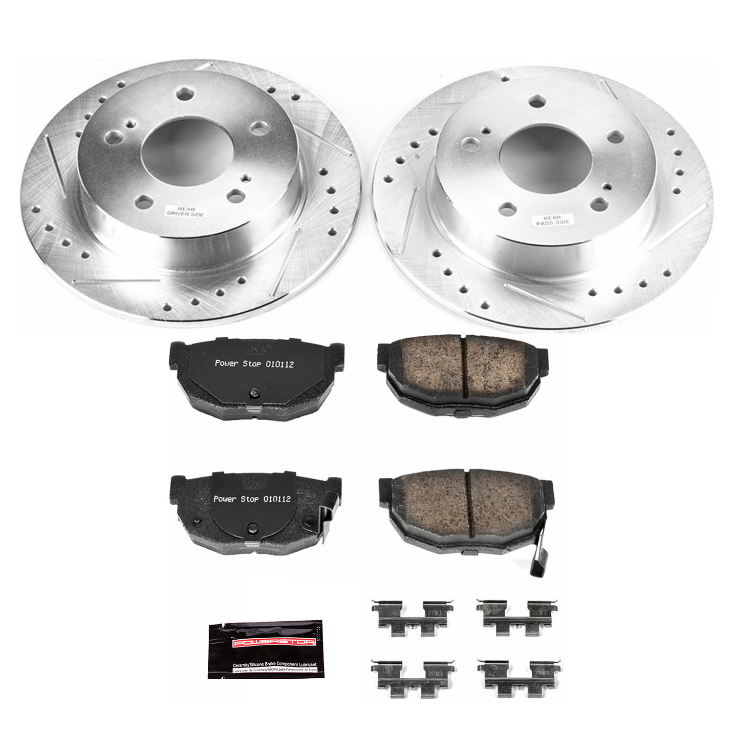 PowerStop Rear Z23 Evolution Sport Carbon-Fiber Ceramic Brake Pad and Drilled & Slotted Rotor Kit Fits: NISSAN Select Models K1174