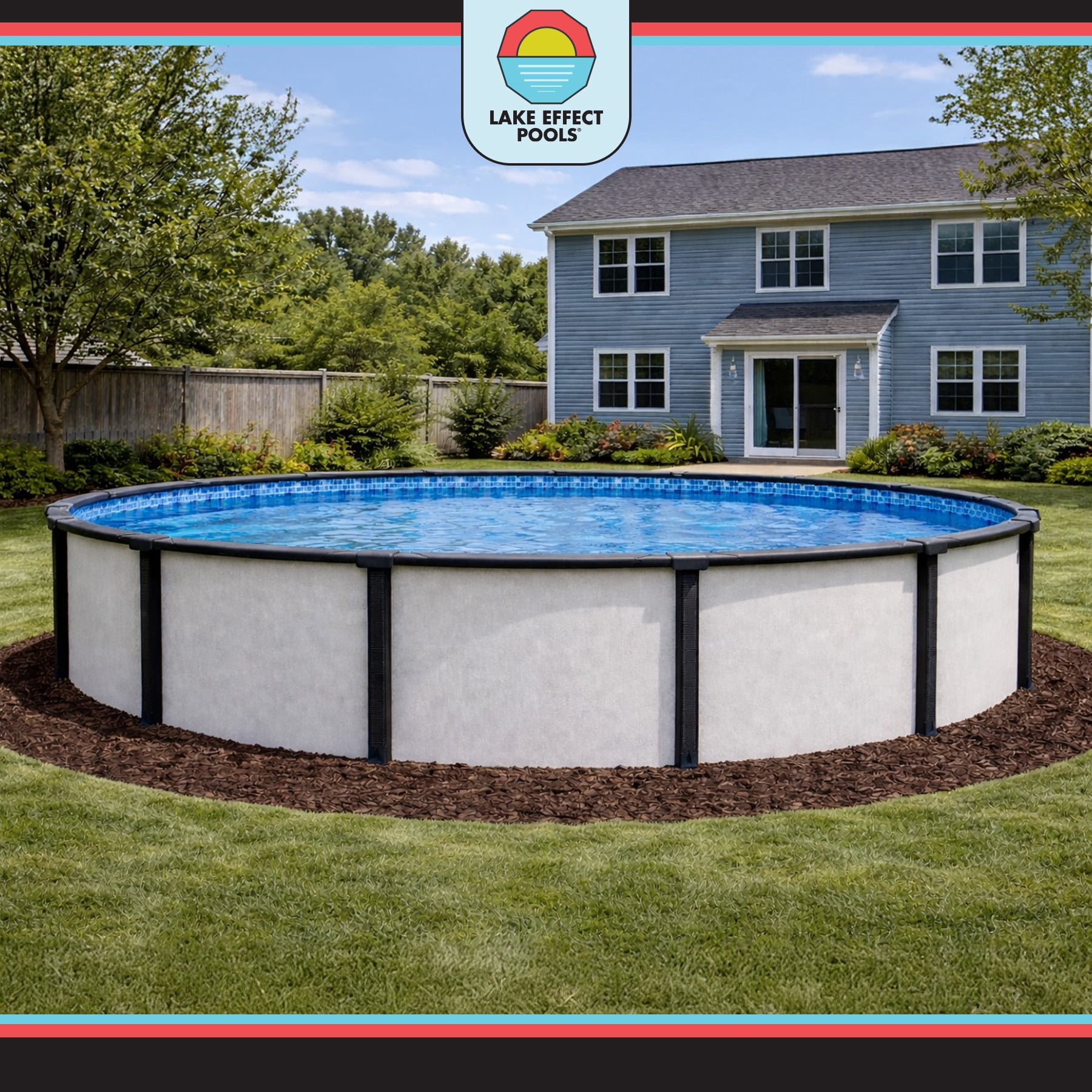 Lake Effect Pools 24' x 52" Fiji Round Resin Protected Steel Walled Above Ground Swimming Pool