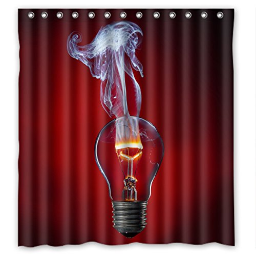 Bombilla con Fondo Rojo ABPHQTO Cortina de Ducha Impermeable 160x180 cm