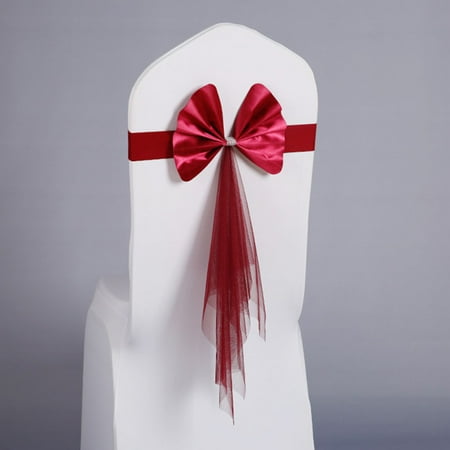 

Yesfashion Chair Sashes High Elastic Chair Back Bow Tie Ribbon Chair Bands For Wedding Party Xmas Birthday Shower Decor