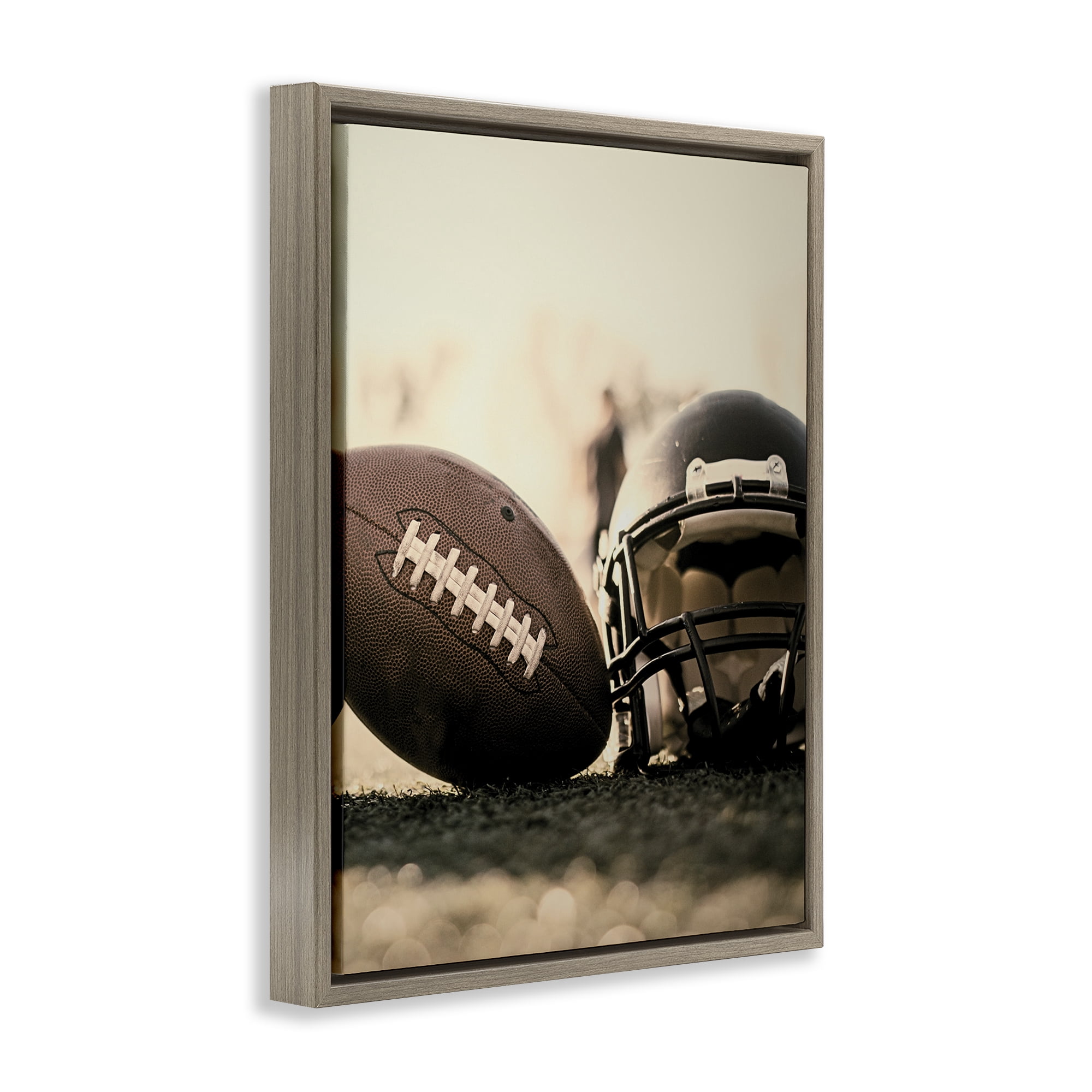 Stupell Industries Football Stand Alone Brown Framed Floater Canvas Wall Art, design by Jesse Keith