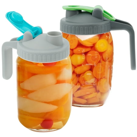 Daruoand 2Pack Wide Mouth Mason Jar Lids with Handle Leak-proof and