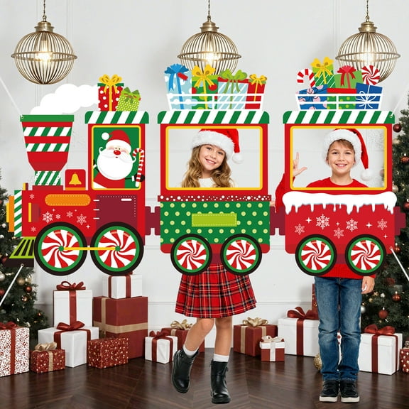 Large Christmas Gingerbread House Photo Booth Props - Fabric Backdrop, Door Banner Decorations for Winter Xmas Holiday Party Photo Background Decor