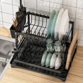 thumbnail image 4 of Kitchen Counter 2-Tier Dish Drying Rack, The Sink Dishrack Strainer,Large Capacity W/Drainboard and Utensil Holder,Auto-draining,Non-Slip for Kitchen Counter (White), 4 of 8