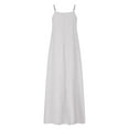 thumbnail image 6 of Efsteb Womens Solid Color V Neck Spaghetti Strap Maxi Dress Summer Casual Sleeveless Tank Dress Loose Beach Sundress with Pocket （White，M）, 6 of 7