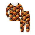 thumbnail image 3 of Toddler Boys 2 Pieces Clothing Set Halloween Sleepwear Set Long Sleeve Printed Tops and Pants Outfit Sets Size 2-3T ,Orange, 3 of 3